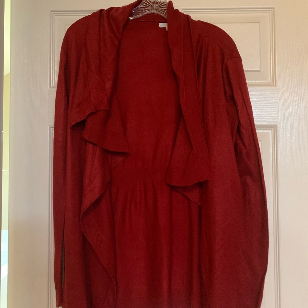 Red cardigan